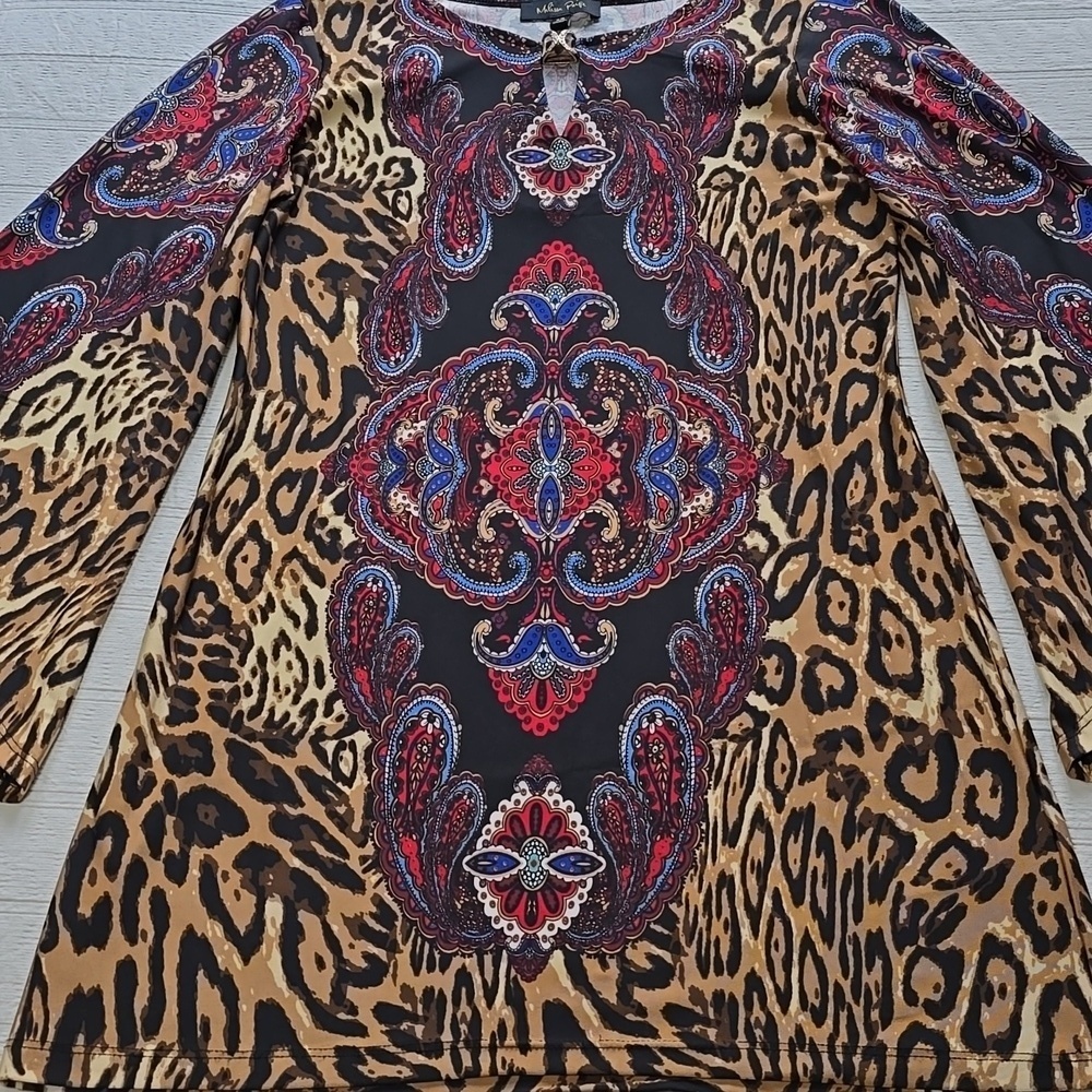 Melissa Paige Paisley & Cheetah Pullover Tunic Size XS
